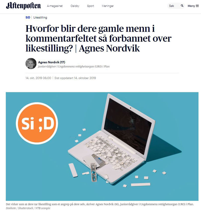 Faksimile av leserinnlegg i Aftenposten