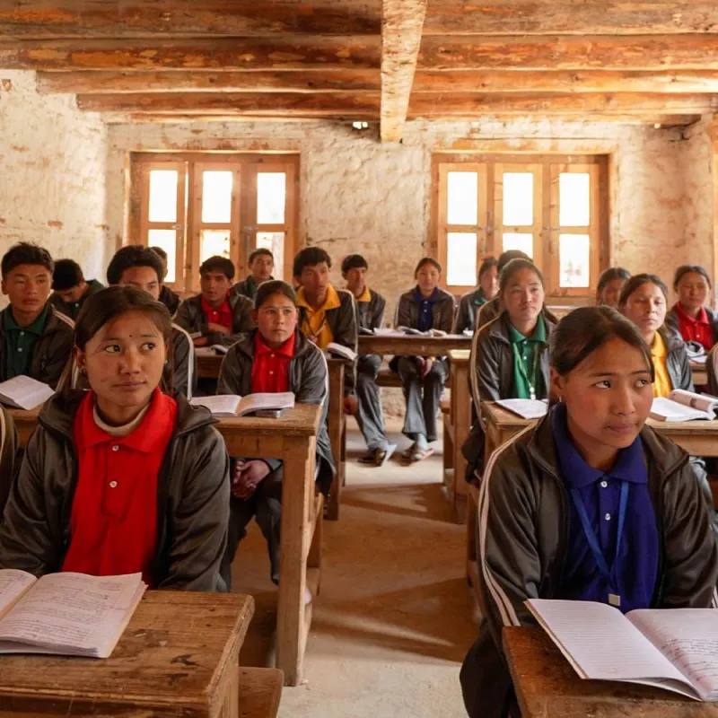 Barn på skole i Nepal